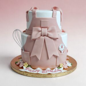 2 TIER PINK APRON & BOW