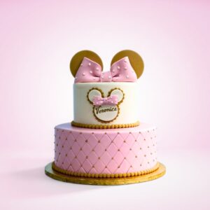 2 TIER PINK TUFTED WITH BOW