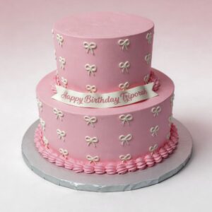 2 TIER PINK W BOWS