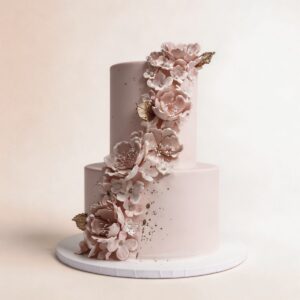 2 TIER W PINK DELICATE BUTTERFLY