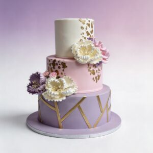 3 TIER DELICATE FLOWER GOLD FOIL TOUCH