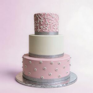 3 TIER PINK & SILVER