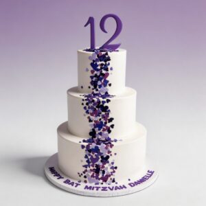 3 TIER WHITE WITH PURPLE HEARTS