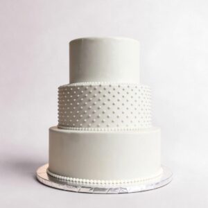 ALTERNATING SWISS DOT & SMOOTH WITH PEARL BORDER 3 TIER TALL