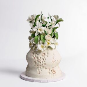 ART DECO FLOWER VASE WHITE ORCHIDS