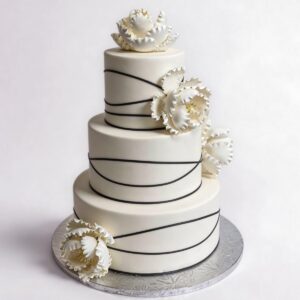 BLACK RANDOM STRIPES PEONIES 3 TIER TALL