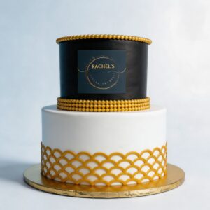 BLACK W GOLD SCALLOP & BEAD