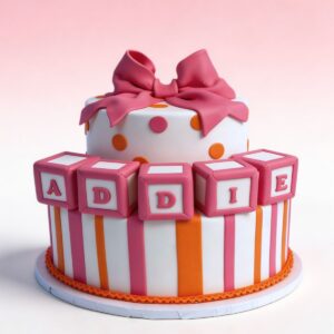 BLOCKS & BOW PINK & ORANGE