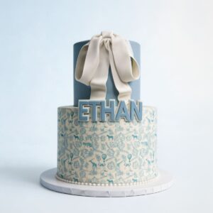 BLUE BABY STENCIL W BOW