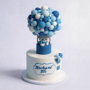 BLUE OMBRE W WHITE HOT AIR BALLOON