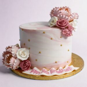 BLUSH MARBLE WITH DELICATE BLUSH FLOWERS & GOLD DOTS