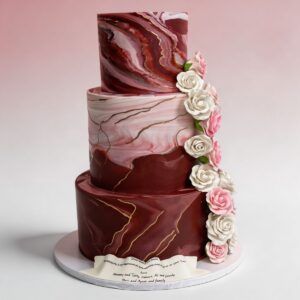 BURGUNDY & BLUSH MARBLE W ROSES
