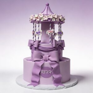CAROUSEL CAKE W BOW PURPLE