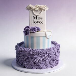 ELEGANT GIFT BOX & BAG CAKE PURPLE & WHITE