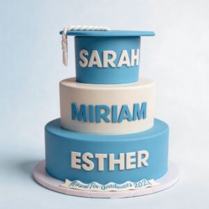 GRADUATION CAP 3 TIER BABY BLUE & WHITE