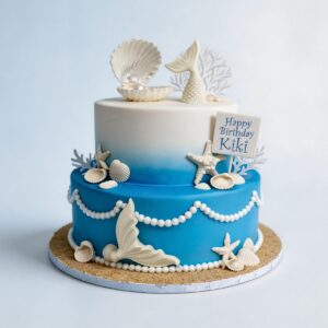 OCEAN BLUE 2 TIER W SEA SHELLS