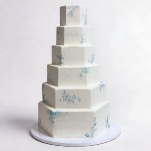 OCTAGON WHITE & LIGHT BLUE BRUSHSTOKES 6 TIER
