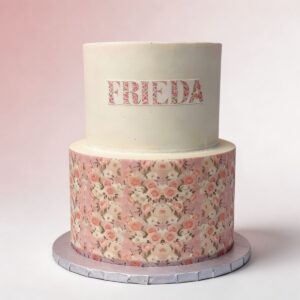 PINK FLOWERS STENCIL 2 TIER