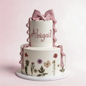 PRESSED FLOWERS W PINK BOW