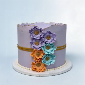 PURPLE WITH RUFFLE TOP & FLOWERS