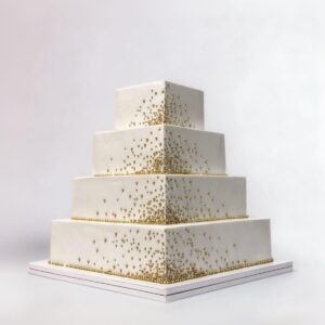 SQUARE WITH GOLD DRAGEES 4 TIER