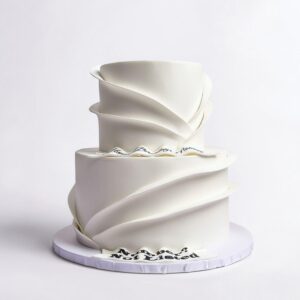 WHITE ART DECO WRAP 2 TIER TALL