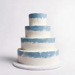 WHITE WITH LIGHT BLUE BRUSHSTROKES 4 TIER